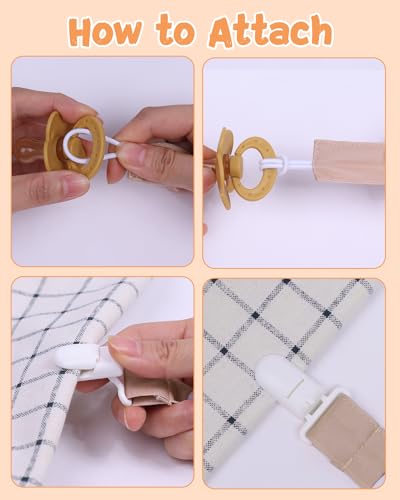 babygoal Neutral Pacifier Clips, 6 Pack Binky Paci Holder Leashes Fits for Most Baby Pacifiers and Binkies - color: brown series