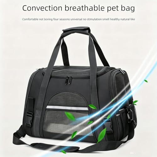 Cat Carrier Bag, Airline Approved Soft Carrier for Cats & Small Dogs | Airline approved pet carrier for pets under 15lb, breathable mesh with privacy cover, lightweight, foldable & washable - color: Black
