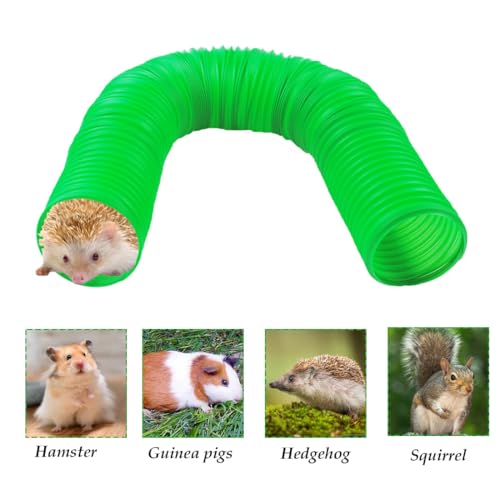 PINVNBY Plastic Tunnel for Hamster,2 PCS Guinea Pigs Tunnels with 19 PCS Chew Toy Collapsible Ferret Hideout Tubes Small Animals Cage Accessories for Hamsters Mouse Rat Gerbils Rats Mice(Green) - color: 【Green】