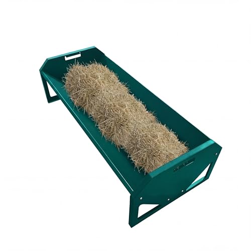 22 Gallon Capacity Livestock Feeder, 45" Hay Feeder for 10 Sheep Once, Heavy Duty Steel Livestock Feeding Trough for Horse, Goat, Sheep, Cattle, Cow, Alpaca, Dark Green | Heavy Duty Steel Livestock Feeding Trough for Horse, Goat, Sheep, Cattle, Cow, Alpac