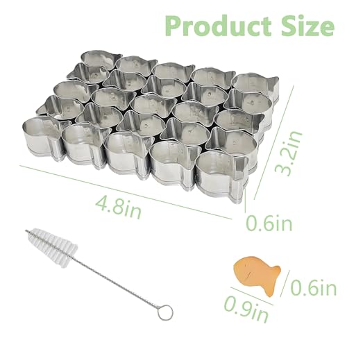 Gold Fish Cracker Cutter，25 Cavity Fish Cookie Cutter，Non-stick Dough | Gold Fish Shapes Cookie Molds，Stainless Steels Small Animal Cracker Cookie Biscuit Cutters Mold for Baking
