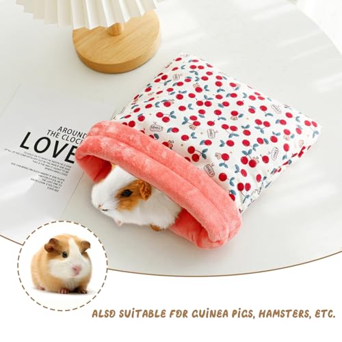 Warm Cozy Hedgehog House Bed with 2 Small Pillows, Winter Sack for Hamster, Sugar Glider, Cuddle Pouch for Small Pets Cage Accessories