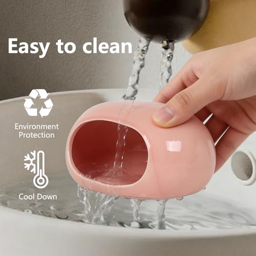 2-Pack Small Animal Backpack Carrier & Ceramic Hamster Hideout for Cooling Summer, Hamster House and Habitat Cool Bed for Other Similar-Size Small Pet Gerbil Rat Chinchilla - color: Pink
