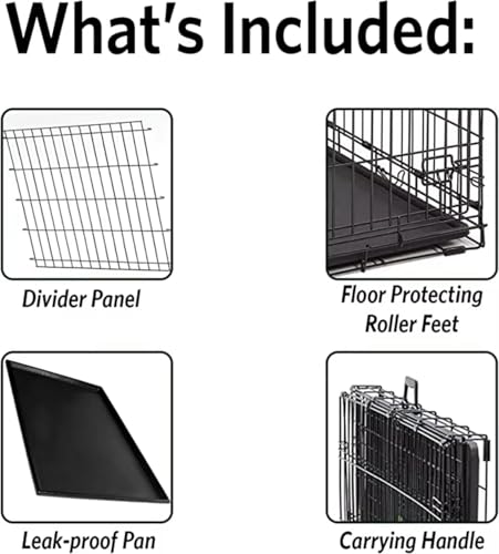 Garvee 42 Inch Dog Crate, Portable Dog Crate with Slide Out Tray, Top & Front Door, Folding Small Critter Cage for Dog, Cat, Bunny, Ferret, Chinchilla, Cat, Rat