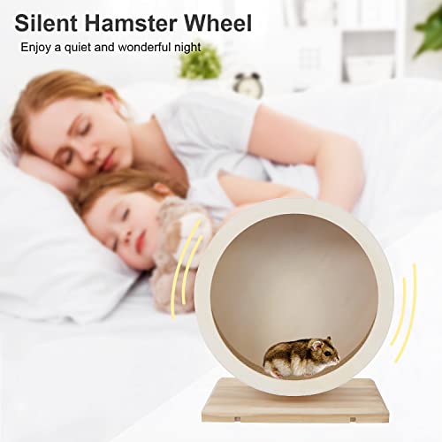Small Pets Exercise Wheel Hamster Wooden Mute Running Spinner Wheel Play Toy for Rat Gerbil Mice Chinchillas Hedgehogs Guinea Pigs (M) - size: M