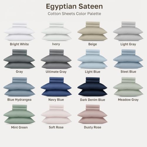 California Design Den 100% Egyptian Cotton Queen Size Bed Sheet Set, Beige | Backed by Good Housekeeping Seal, Light & Airy Soft Sateen, 16" Deep Pocket, All-Around Elastic, Durable, Easy Care 4pc Set - color: Beige, size: Queen