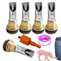 Joywayus 5PCS 1/2 Stainless Steel Automatic Pig Nipple Water Drinker Feeder Waterer + 5PCS 1/2 Female to 3/4 Male Brass Water Tank Connector Bulkhead Fitting Kit for Sows Piglets Drinking - color: silvery + brass -5pcs