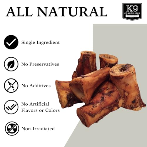 K9 Connoisseur Beef Marrow Dog Bones Long Lasting for Aggressive Chewers | USA Made Single Ingredient Dynamo Bone for Small and Medium Dogs Upto 50 Pounds - 6 Pack