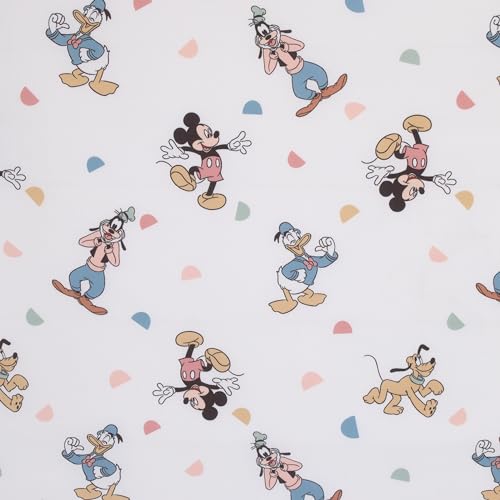NoJo Disney Mickey Mouse Light Blue, White, and Tan Donald Duck, Goofy, and Pluto Super Soft Nursery Fitted Crib Sheet - color: Mickey Mouse - Blue and Tan, size: Crib
