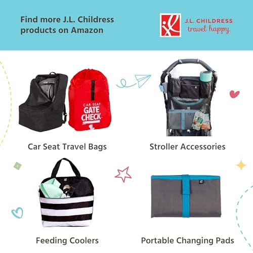 J.L. Childress DELUXE Gate Check Bag for Umbrella Strollers - Premium Heavy-Duty Durable Air Travel Bag, Adjustable Shoulder Strap - Fits Compact, Umbrella-Style Strollers (Grey) - color: Grey