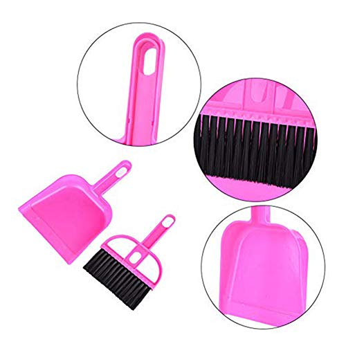 SEIS 3 Pack Hamster Mini Dustpan and Broom Set Guinea Pig Classical Besom Chinchillas Sweeper Cavy Cage Clean Hedgehogs Scooper for Small Animal (Pink) - color: Pink