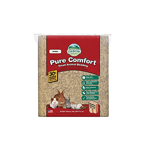 Oxbow Small Animal Bedding, Hamster, Guinea Pig, Rabbit, Natural, USA, 56 L | Pure Comfort, Hamster Bedding, Guinea Pig Bedding, Low Dust, Virgin Paper, Litter Box, Bunny, Rats, Gerbils, Chinchillas - color: Natural, size: 56 Liter
