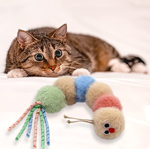 Jumpaws Interactive Natural Catnip Toy, with Rattle, Bite Resistant, for All Ages Indoor Cat, Shape of Caterpillar, Kitten Toy (Large/ 1 Pack/Cat Kicker) - size: Large/ 1 Pack/ Cat Kicker