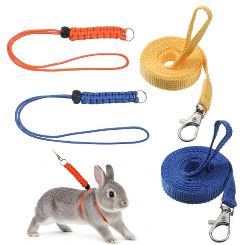 2 PCS Figure 8 Harness and Leash for Small Animals | Harness for Kittens Ferrets Rabbits Guinea Pig Chinchilla and Hamster (Blue+orange)