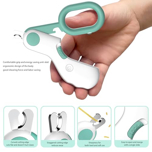 Pet nail clippers with LED Lights cat nail clippers for indoor cats nail trimmer clippers for small dog nail trimmers Cats rabbits nail clippers Bird Kittens (blue) - color: Blue
