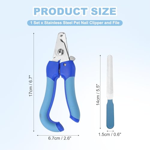 Pet Nail Clipper with Nail File, Pet Nails Clippers and Trimmer with Safety Guard, Professional Grooming Tool for Indoor Small Dog Cat Kitten, (Blue/Dark Blue, 1 Set) - color: Blue/Dark Blue