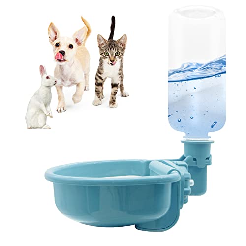 VANNON Gravity Pet Water Bowl, 16oz Anti-Splash Crate Dispenser, Blue | Anti-splash gravity water bowl with a floating disk helps reduce spills while keeping water cleaner for everyday hydration. - color: B-Blue, size: 16oz