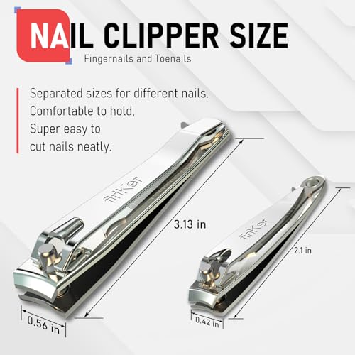 firiKer Nail Clippers with Nail File,Fingernail Clipper,Toe Nail Clippers | Nail Clipper Set (Silver), Large for Toenails,Small for Fingernails, Used Separately, Ideal Gift for Men and Women - color: Silver