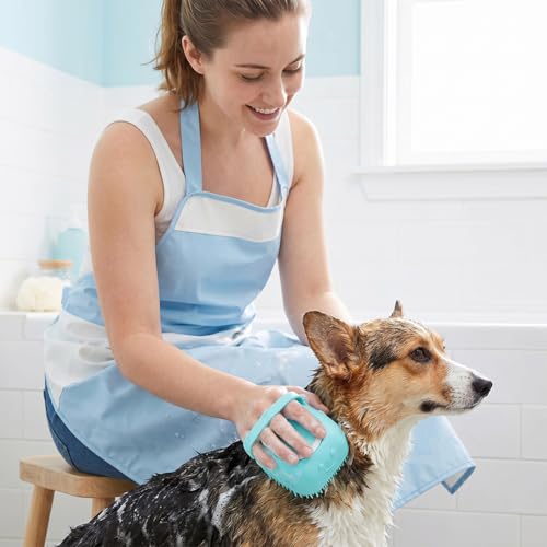 Pet Bath Brush, Silicone Massage Bristle Pet Shower Scrubber for Grooming & Massaging – Suitable for Long & Short Haired Dogs, Cats, and Small Pets/Blue - color: blue