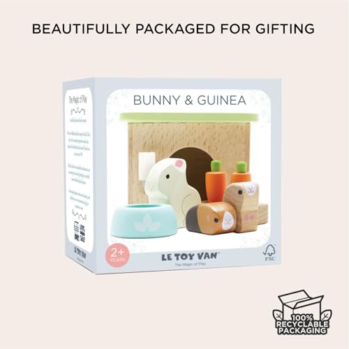 Le Toy Van - Adorable Wooden Daisylane Bunny & Guinea Accessories Play Set for Dolls Houses | Girls Dolls House Furniture Sets - Suitable for Ages 3+ (ME045)