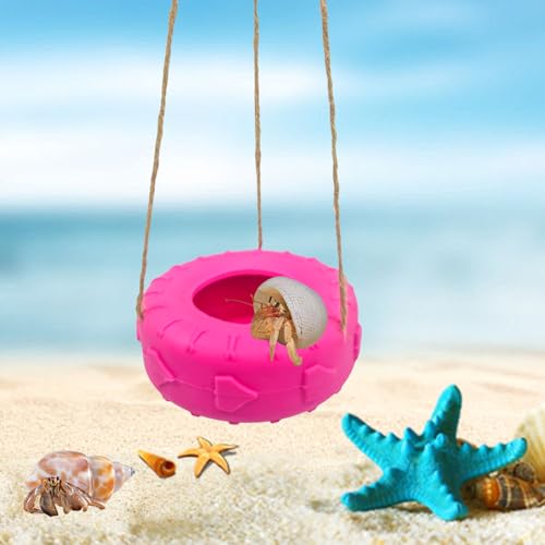 Colours Hermit Crab Tire Swing,Suction Cup Hook Climbing Toy,Hermit Crab Terrarium Accessories - A Must-Have for Any Reptile Amphibian Small Aquatic Animals Lover（Pink） - color: Pink
