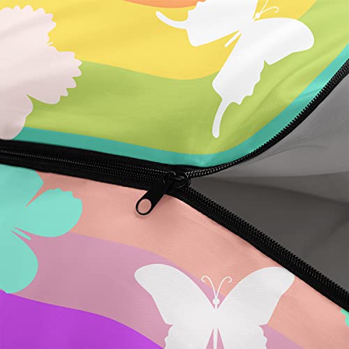 QOOMO Camping Sleeping Bags,3 Season Warm & Cool Weather,Lightweight,Waterproof Sleeping Bags for Adults & Kids,Traveling,and Outdoors,Camping Gear Equipment - color: Rainbow Butterfly 2
