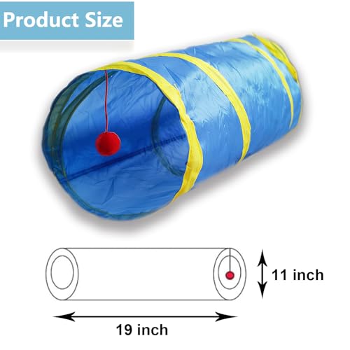 Cat Tunnel Tube Toys，Tunnels for Indoor Cats, 2 Way Collapsible Interactive Toy with Balls for Rabbits, Kittens, Ferrets, Puppy | Interactive Pet Crinkle Pop Up Tunnel with Balls Peek Hole Hideaway for Rabbits, Kittens, Ferrets, Puppy Playing & Exploring