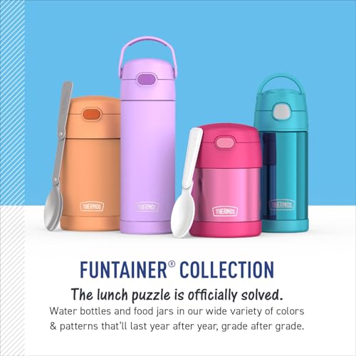 THERMOS FUNTAINER Water Bottle with Straw, 12oz, Minnie Mouse | Kids Stainless Steel Insulated Water Bottle, Keeps Drinks Cold Longer for School & Play, BPA-Free - color: Minnie and Friends, size: 12 Ounces