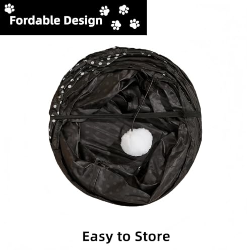 Cat Tunnel Collapsible, More Interactive Indoor Play Toy Tube for Cats & Kittens with Hanging Ball and Peekaboo Holes(Y) - size: Y