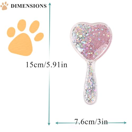 Small Dog Brush, Soft Brush for Shih Tzus, Yorkies, Maltipoos, Maltese, Love Shape Puppy Massaging Hair Comb for Small Dogs Cats Rabbits of All Hair Types (Glitter Pink) - color: Glitter Pink