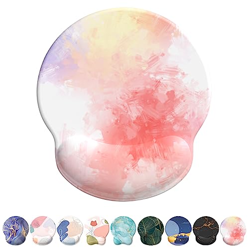 Mouse Pad with Wrist Rest, Comfortable Computer Mousepad with Gel Wrist Support Smooth Surface and Non-Slip PU Base for Pain Relief, Laptop, Office & Home (Colorful Tie-Dye) - color: Colorful Tie-Dye