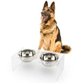 DBL2001A Keaton 7.5" Medium/Large Modern Lucite Rectangular Elevated Pet Feeder with 54oz 2-Stainless Steel Bowls, Clear/Chrome - color: Clear/Chrome, size: 54 Ounces (7.5" Cups 2-Pack)