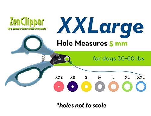 Zen Clipper Pet Nail Clipper for Dogs – Dog Nail Clipper for Safer Dog Grooming and Nail Care - Clean, Quiet, and Easy-to-Use Stainless Steel Dog Nail Trimmer - (5mm Hole) - size: XX Large - 5mm hole