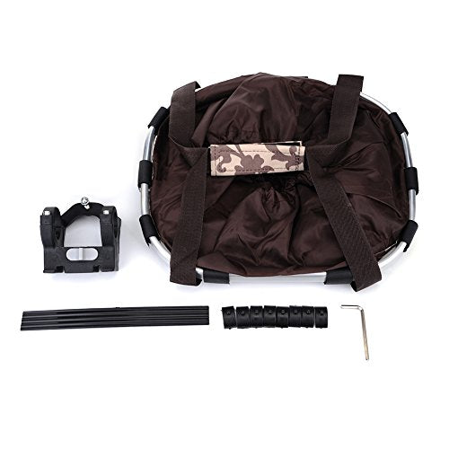 Pet Dog Bike Basket & Carrier Bag- Foldable Detachable Pet Travel Bicycle Basket - Small Animal Dog Cat Rabbit Bike Ride Basket Carrier (Coffee) - color: Coffee
