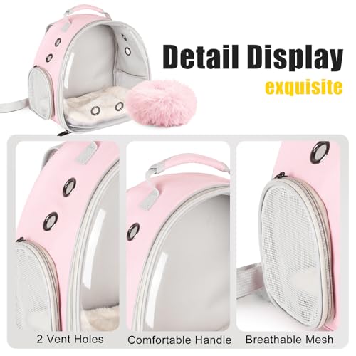 2-Pack Guinea Pig Carrier Backpack and Playpen with Lid, Breathable Pet Playpen Pop Open Exercise Fence, Portable Small Animal Cage for Rabbits, Chinchillas, Squirrel, Lizard, Sugar Glider - color: Pink