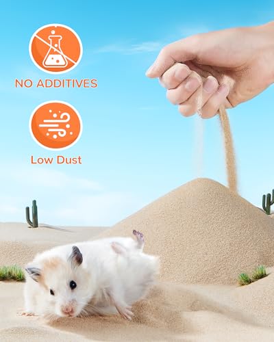 Hamster Bath Sand, 18oz Natural Desert Sand for Gerbil & Syrian Mice, Brown | Dust-reduced potty litter sand for hamsters & small animals. 100% natural desert sand for hygiene & healthy fur. - color: Brown, size: 1.1LB