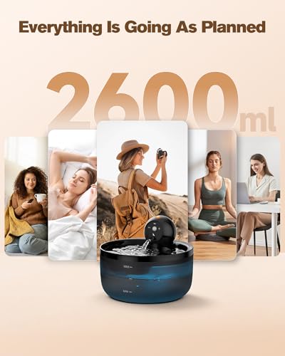 Cat Water Fountain Wireless Cordless: Cat Fountain for Drinking Battery Operated - 88oz/2.6L Black Pet Water Fountain Rechargeable - Quiet Cats Water Bowl Dispenser with Motion Sensor - Small Animals