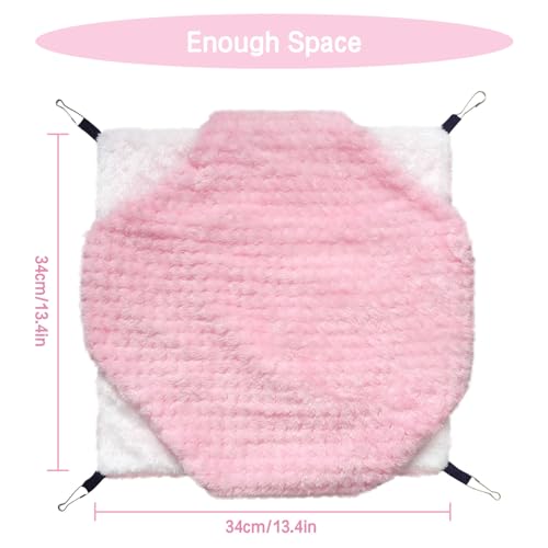 Yanmucy Double-Layer Fleece Rat Hammock House - Warm Soft Guinea Pig Hideout for Cage Accessories - Ferret Hamster Sleeping and Playing Hammock for Small Animals (Pink) - color: Pink