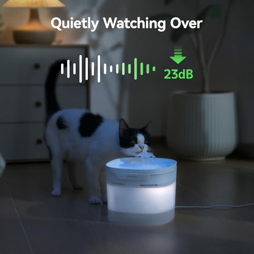 Cheerble Pumpless Cat Water Fountain, 2L/67oz Automatic Pet Fountain, Elfin E1 Lite Cat Fountain for Drinking, MagDrive™ Technology, Continuous Flow Mode, BPA-Free (Blue, E1 Lite) - color: Blue, size: E1 Lite Fountain