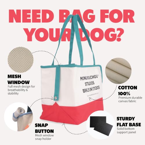Dog Tote Bag for Small Dogs 4–20 lbs with Safety Leash, Purse Carrier,White | safety leash hooks, removable cushion cover, and flat support base for comfortable everyday travel and hands-free carrying. - color: White
