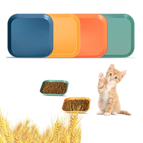 Cat Bowls 6 inch Cat Food Bowl, 4Pcs Whisker Fatigue Free Cats Dishes, Shallow Pet Bowls for Kittens and Short Legged Cats - color: 4 Pcs Square - 4 Color