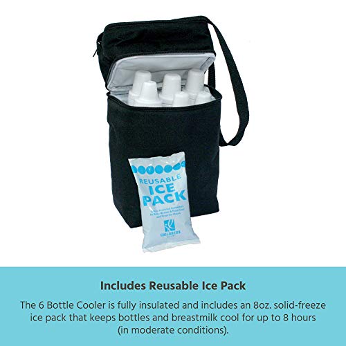 J.L. Childress 6 Bottle Cooler - Breastmilk, Baby Bottle & Food Bag - Ice Pack Included - 2 Compartments - Insulated & Leak Proof Bottle Bag - Breastmilk Cooler Bag for Travel - Black (Pack of 5) - color: Black, size: 1 Count (Pack of 5)