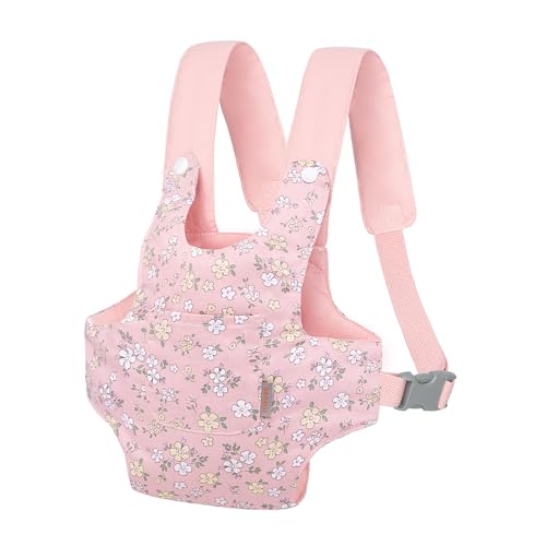 GAGAKU Baby Doll Carrier for Toddler Toy Baby Carrier for Dolls Accessories Doll Carrier for Little Girls - Pink (Pear Flowers) - color: 3_pink_pear Flowers