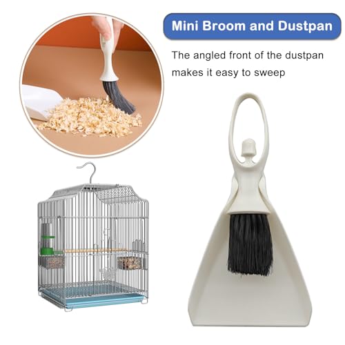 6 PCS Bird Cage Cleaning Kit Stainless Steel Scraper Fork Wire Brush Dustpan Set for Pet Cage
