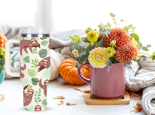momocici 40oz Sloths Tumbler with Handle Gifts for Women.Sloth Lover Cups Tumbler Gifts for Women.40 oz Birthday Christmas Sloth Cup Tumblers for Sloths Lover. - style: Sloth
