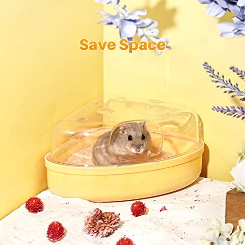 BUCATSTATE Hamster Sand Bath Box - Transparent Critter's Litter Box Sand Bath Shower Room & Digging Container Heighten Version for Guinea Pig Mice Gerbils or Other Small Pets (Small, Yellow) - color: Yellow, size: S