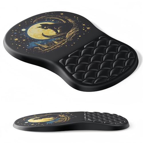Ergonomic Mouse Pad Wrist Support with Massage Design,Cute Cat Wrist Rest Pain Relief Mousepad with Memory Foam,Mousepad for Wireless Mouse - color: M-01