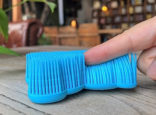 Premium Sensory Brush for Kids or Autism,Soft Silicone Body Scrubber,2 in 1 Sensory Room Occupational Therapy Sensory Brushes,Silicone Loofah,Pet Shower Brush Bath Brush Shampoo Brush(bear-light blue) - color: Bear-light Blue