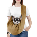 Pawaboo Small Dog Sling Carrier | Reversible Puppy Small Pet Carrier,Hands Free,Safety Buckle,Storage Pocket for Travel,Outdoor Activities Khaki - color: Khaki