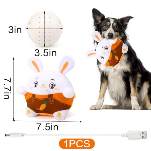 BABORUI Interactive Dog Toys Bunny, Jumping Squeaky Easter Dog Toys with Recording and Music Modes, Rechargeable Moving Dog Easter Rabbit Toys for Small/Medium/Large Dogs to Keep Them Busy(Bunny) - color: Bunny